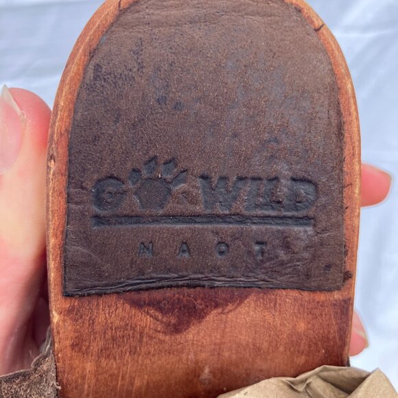 Naot Leather Suede Clog Mules Wood Heel Vintage Women's 8.5 - Picture 4 of 4